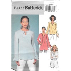 4133 EASY BUTTERICK LONG SLEEVE LOOSE PULLOVER TOP TIED OR NOT PATTERN XS-M